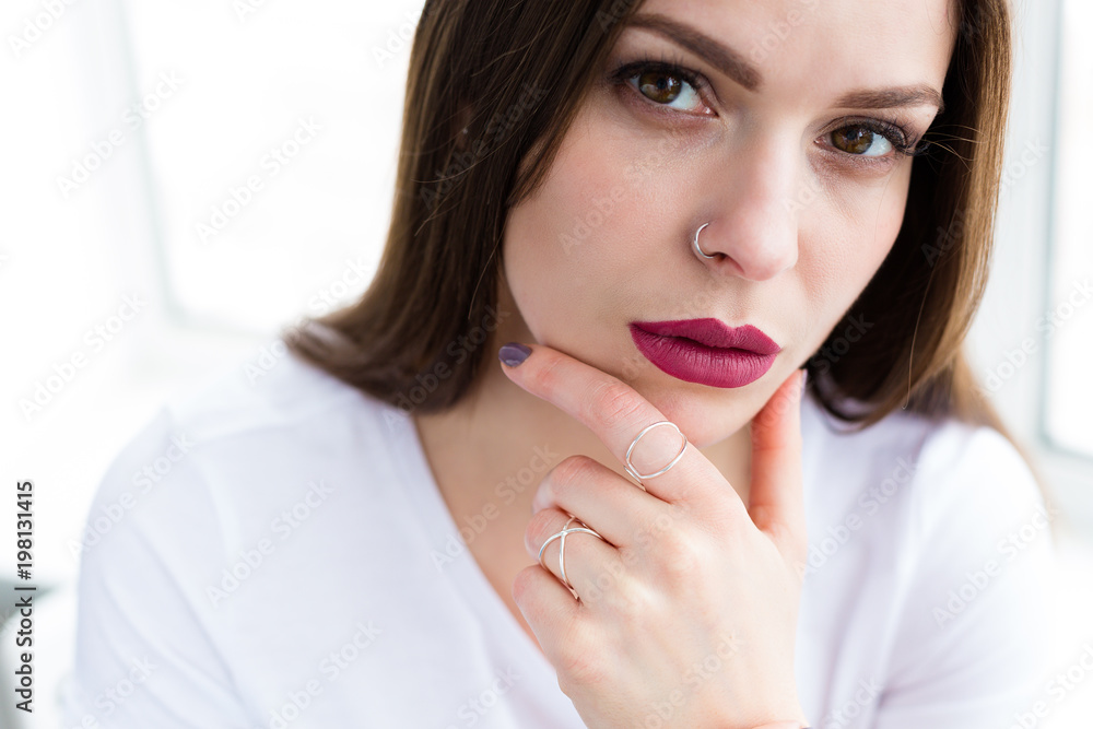Beautiful stylish woman wearing jewelry Beautiful stylish woman wearing jewelry
