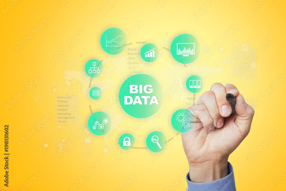 Big data technology and internet concept on the virtual screen. Big data technology and internet concept on the virtual screen.