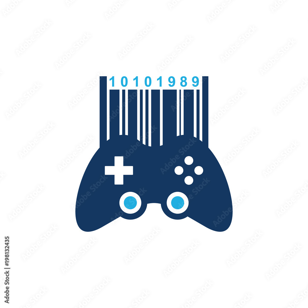 Barcode Game Logo Icon Design Stock Vector | Adobe Stock