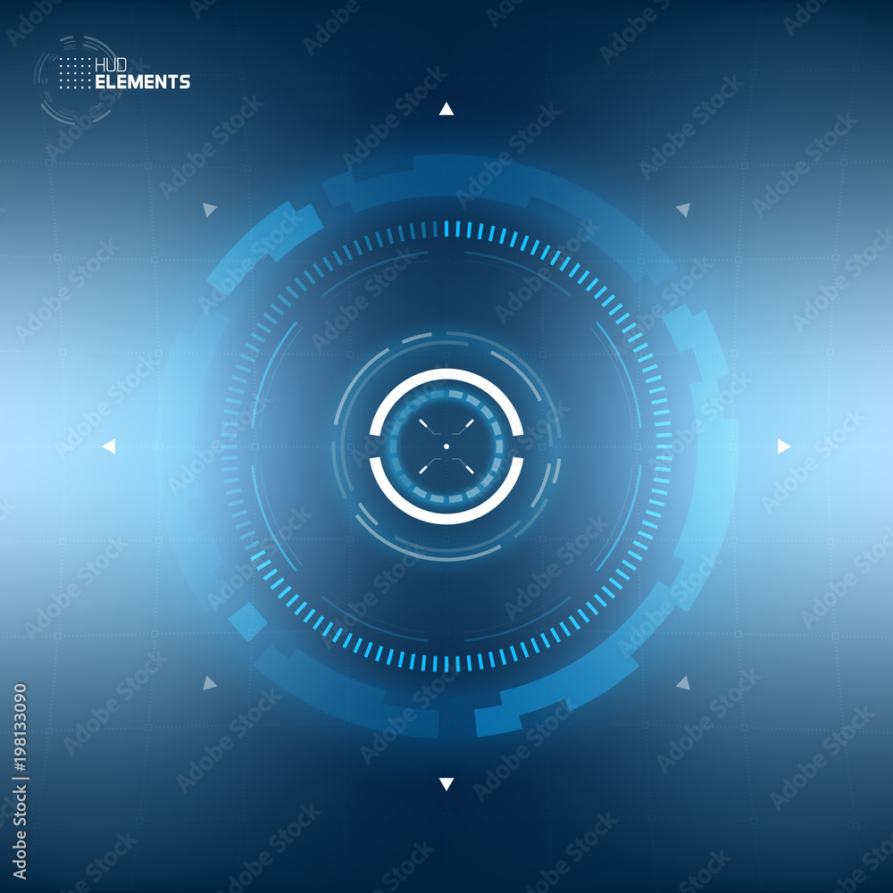 Futuristic Sci-Fi HUD User Interface Circle Element Virtual Reality Design. Abstract Background. Screen Transparency