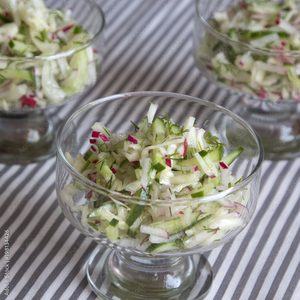 Fresh salad of radish and cucumber Fresh salad of radish and cucumber