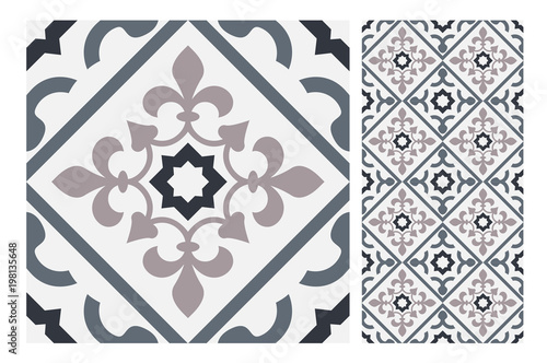 vintage tiles patterns antique seamless design in Vector illustration
