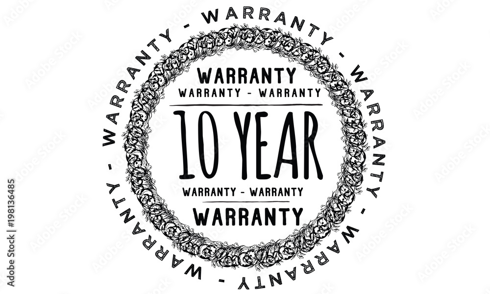 Fototapeta premium 10 years warranty icon vintage rubber stamp guarantee