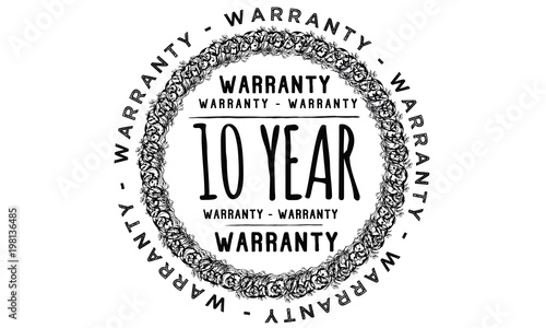 10 years warranty icon vintage rubber stamp guarantee