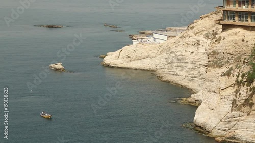 Pigeons Rock, Raouche, Beirut. Static WS of the Pigeons Rock aka Sabah Nassars Rock formation. photo