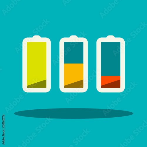 Battery Life Icon - Vector Flat Batteries