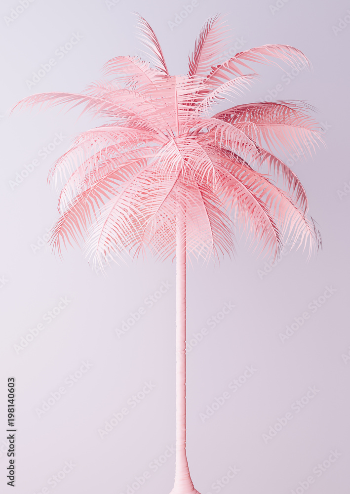 Unusual Pastel Pink Palm 3d illustration