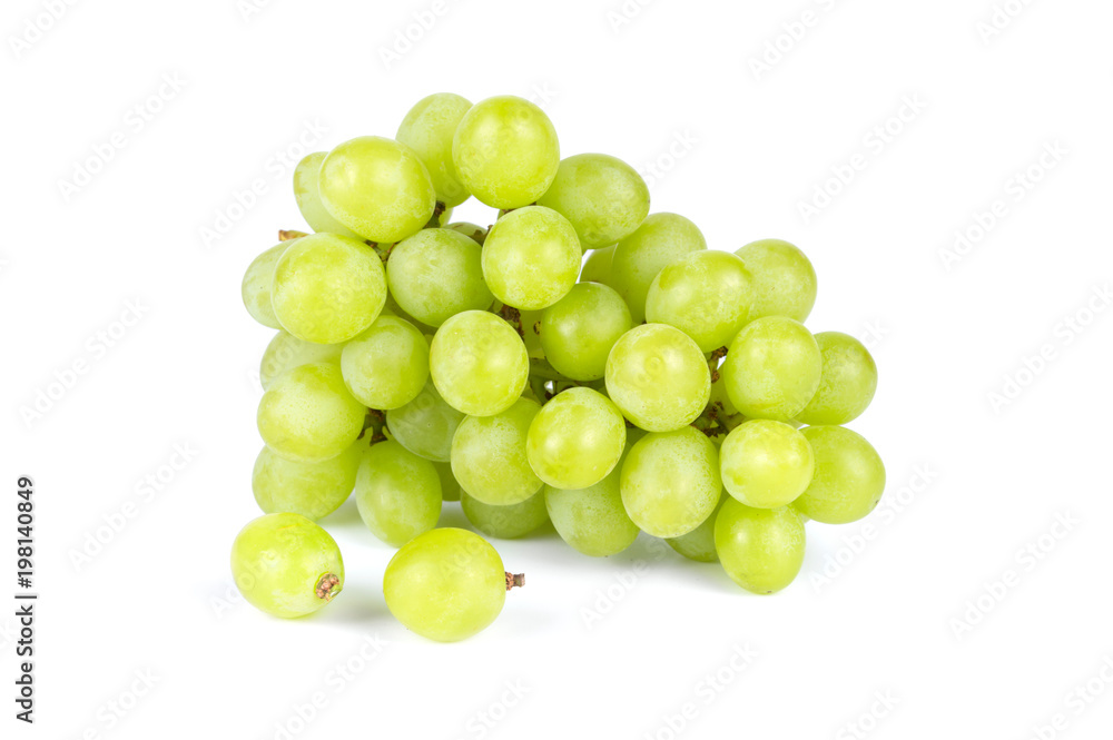 bunch of green grapes isolated on the white background bunch of green grapes isolated on the white background