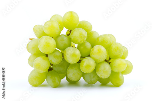 bunch of green grapes isolated on the white background