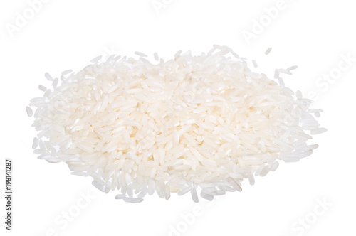 Heap of white rice isolated on white background