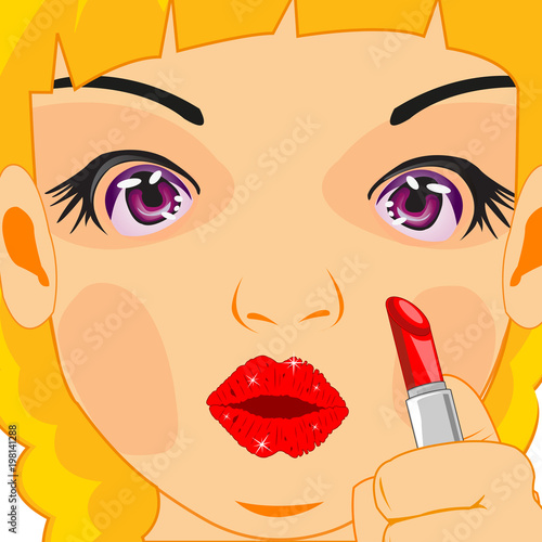 Girl dyes lips