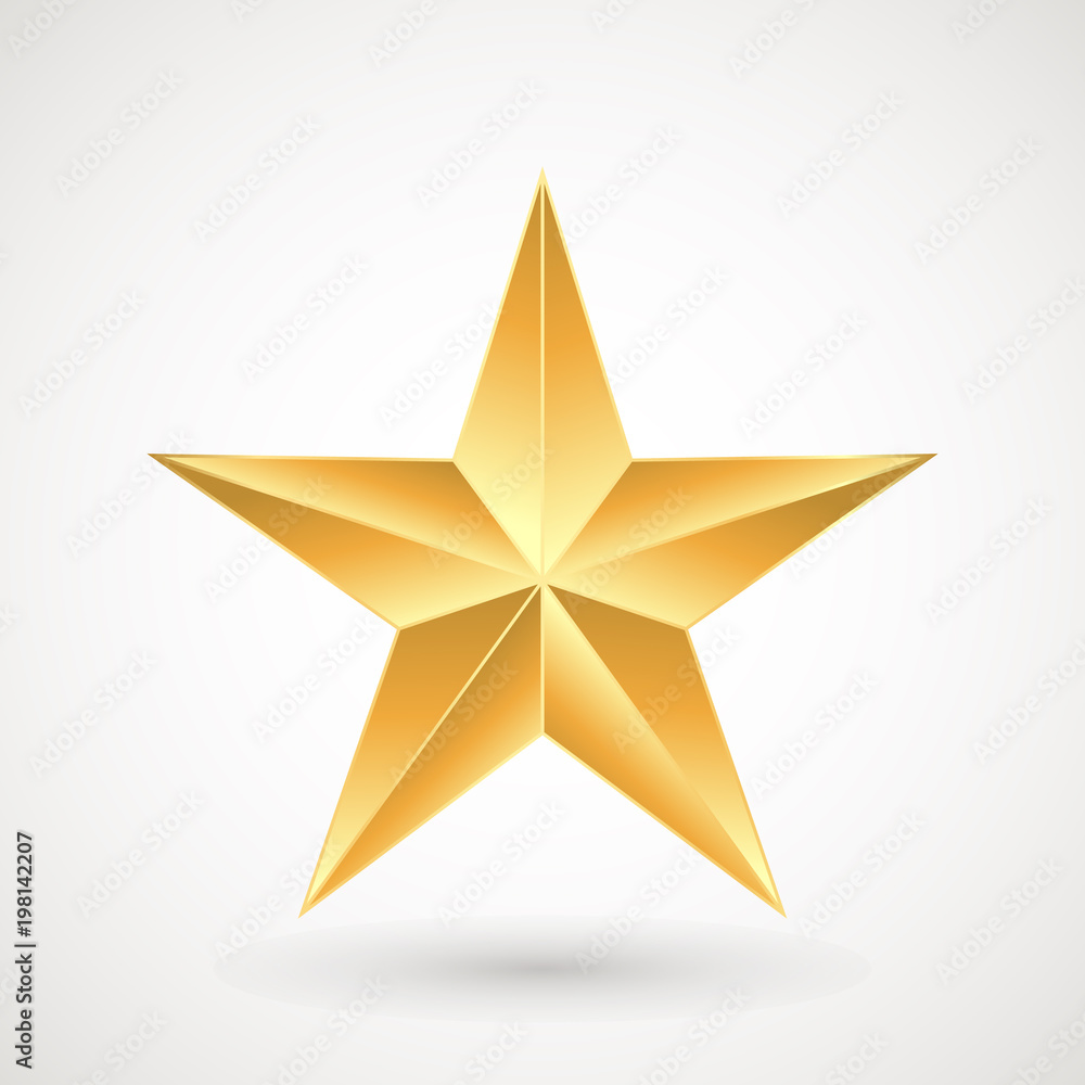 Golden Star vector illustration isolated on black background. Top View . Christmas tree decoration. Golden Star vector illustration isolated on black background. Top View . Christmas tree decoration.