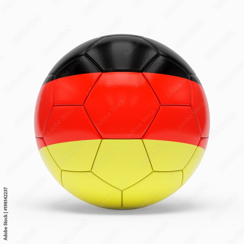 3d rendering of soccer ball with German flag isolated on a white background