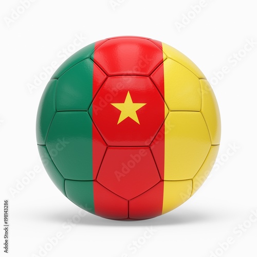 3d rendering of soccer ball with Cameroon flag isolated on a white background