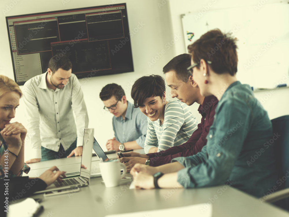 Business Team At A Meeting at modern office building