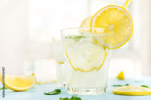 Refreshing cold lemonade juice drinks for summer