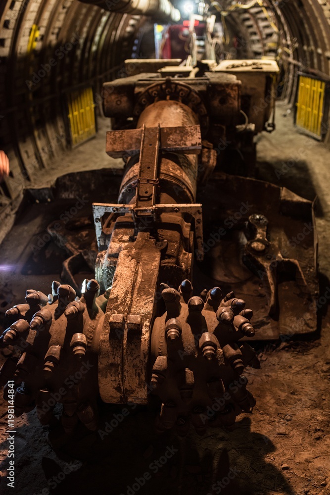 Underground heading machine in coal mine