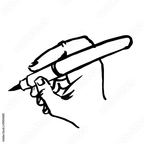 writting hand with pen doodle hand drawn