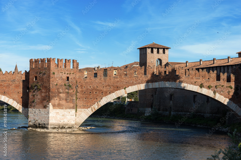 Scaligero Bridge and Adige river in Verona, Veneto, Italy