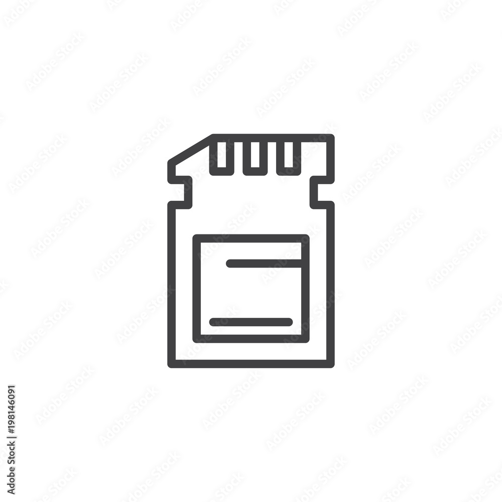 Memory Card, Micro Sd, Linear Outline Technology Icon. Colorful Logo  Concept With Soft Shadow On Dark Background. Icon Color Of Azure Ocean  Royalty Free SVG, Cliparts, Vectors, and Stock Illustration. Image  145879993.
