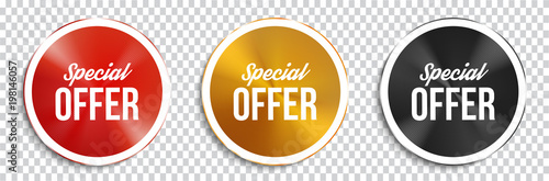 Special offer circle banners on transparent background. Vector illustration. photo