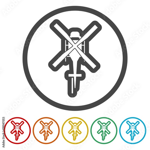 Helicopter icon, Black silhouette of helicopter, 6 Colors Included