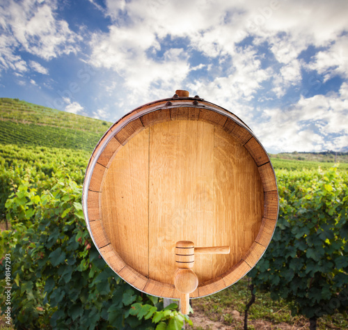 Billede på lærred The bottom of a wine barrel on a white background
