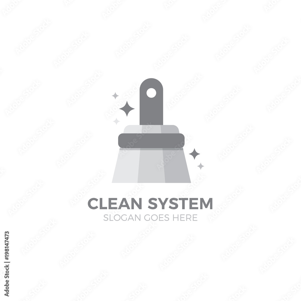 Cleaning Service vector Logo design, Friendly with shiny broom on white Background Cleaning Service vector Logo design, Friendly with shiny broom on white Background