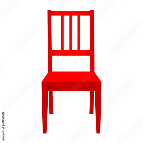 Red chair - front view. Red stool isolated on white background. Vector illustration