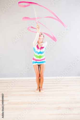 gymnast with ribbon