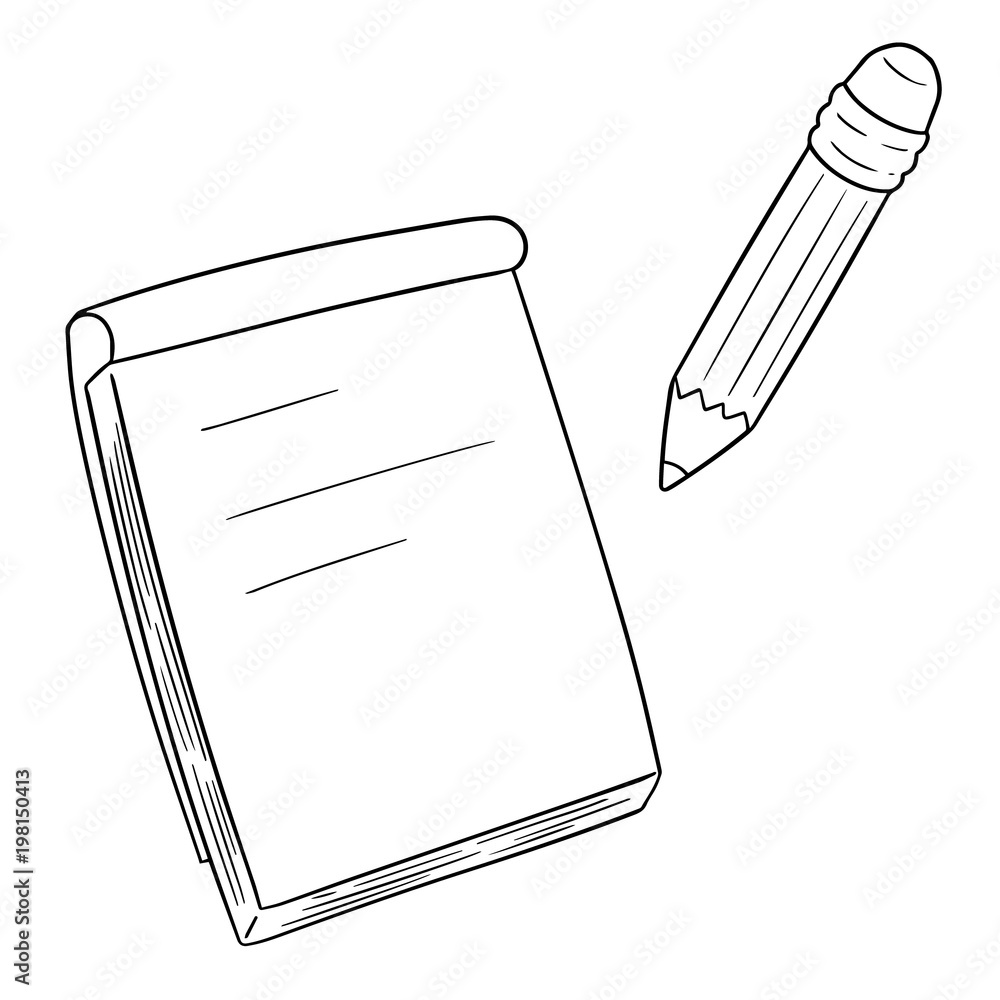 Naklejka premium vector set of notebook and pencil