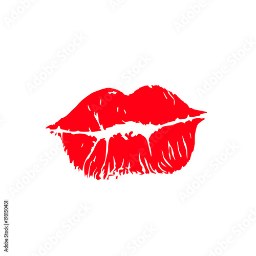 Print of lips kiss vector background