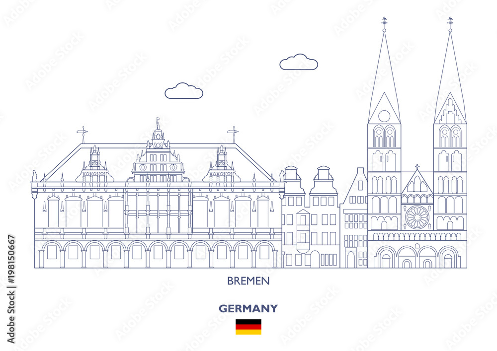 Bremen City Skyline, Germany - obrazy, fototapety, plakaty 