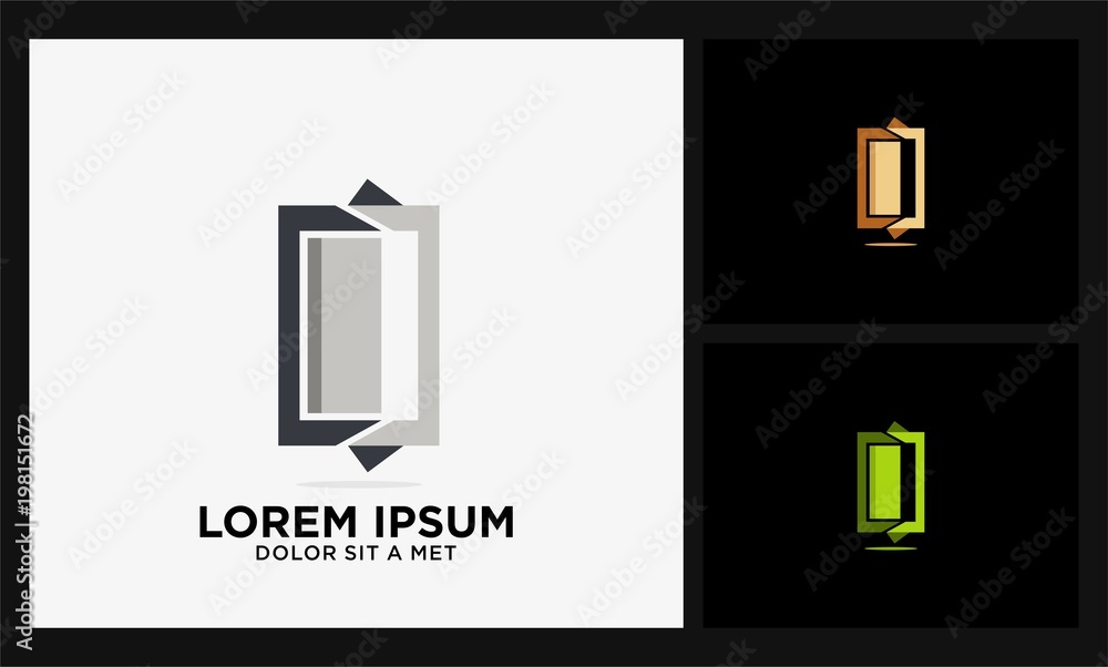 letter c square abstract window logo