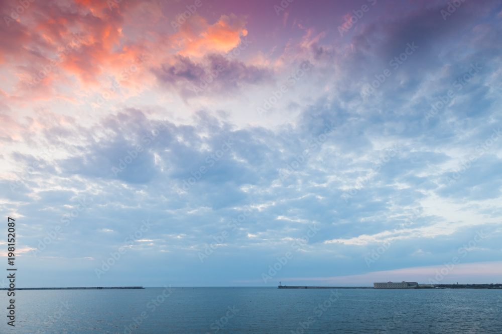 Landscape of Sevastopol Bay in sunset