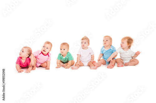 Group of six babies photo
