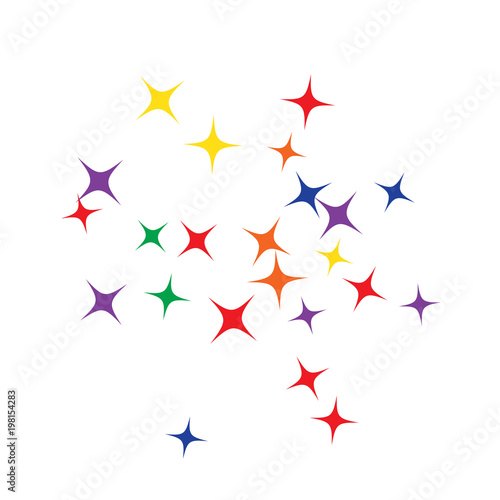 Colorful Stars Confetti  Mystery Sparkling Vector Background. Trendy Glowing Magic Glitter  Lights. Festive Falling Colorful Stars Confetti for Ads  Posters. 