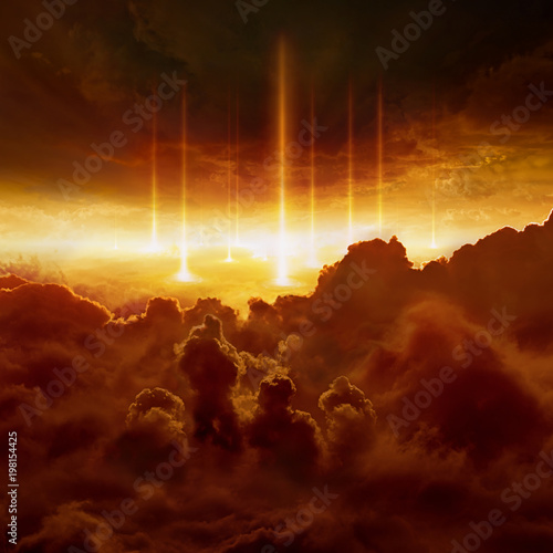 Obraz na plátně Hell realm, judgement day, end of world, battle of armageddon