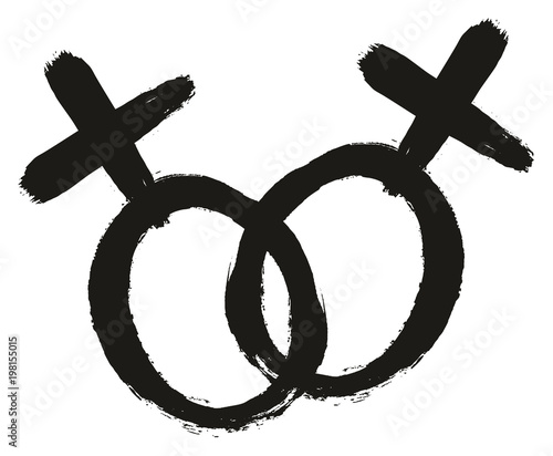 Lesbian Symbol Black & White Vector Hand Painted with Rounded Brush