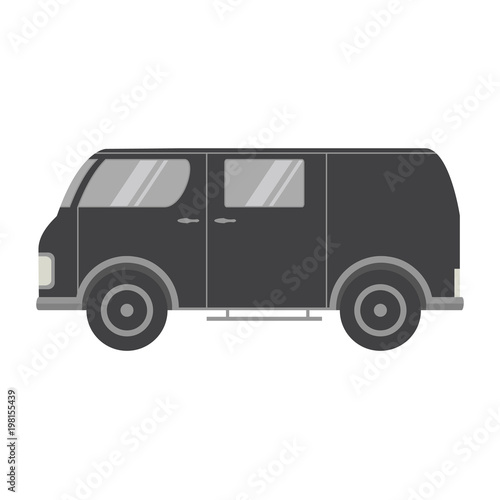  Vector flat with the image of the tourist van car.Flat a retro a vehicle for travel. Vintage bus. An element for design of the website of travel, delivery of goods, an infographics element. 