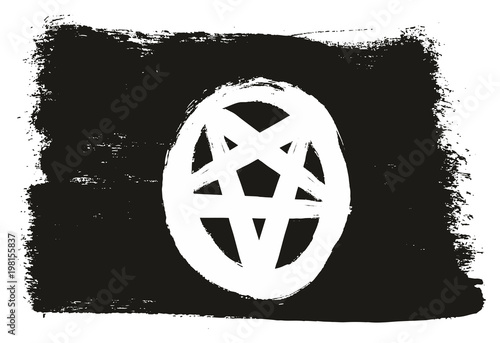 Pentagram Black Flag Vector Hand Painted with Rounded Brush