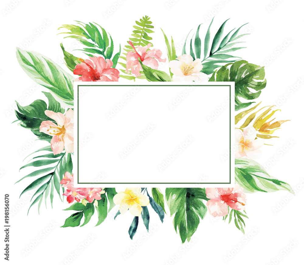 Flower border with rectangle blank area wedding decoration card Flower border with rectangle blank area wedding decoration card