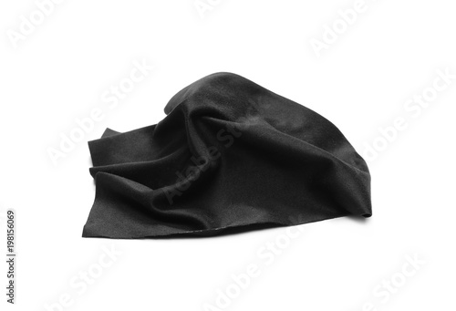 Black glass cleaning cloth, napkin isolated on white background 