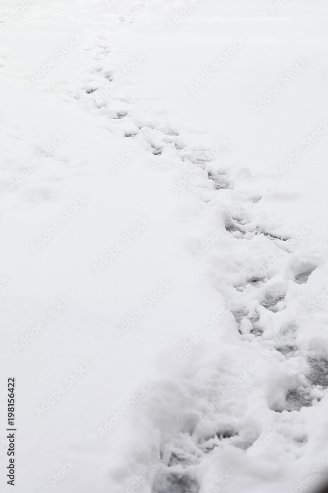 footprint on the snow field