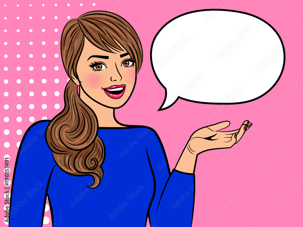 Retro girl with empty speech bubble Retro girl with empty speech bubble