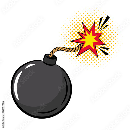 Cartoon bomb in pop art style