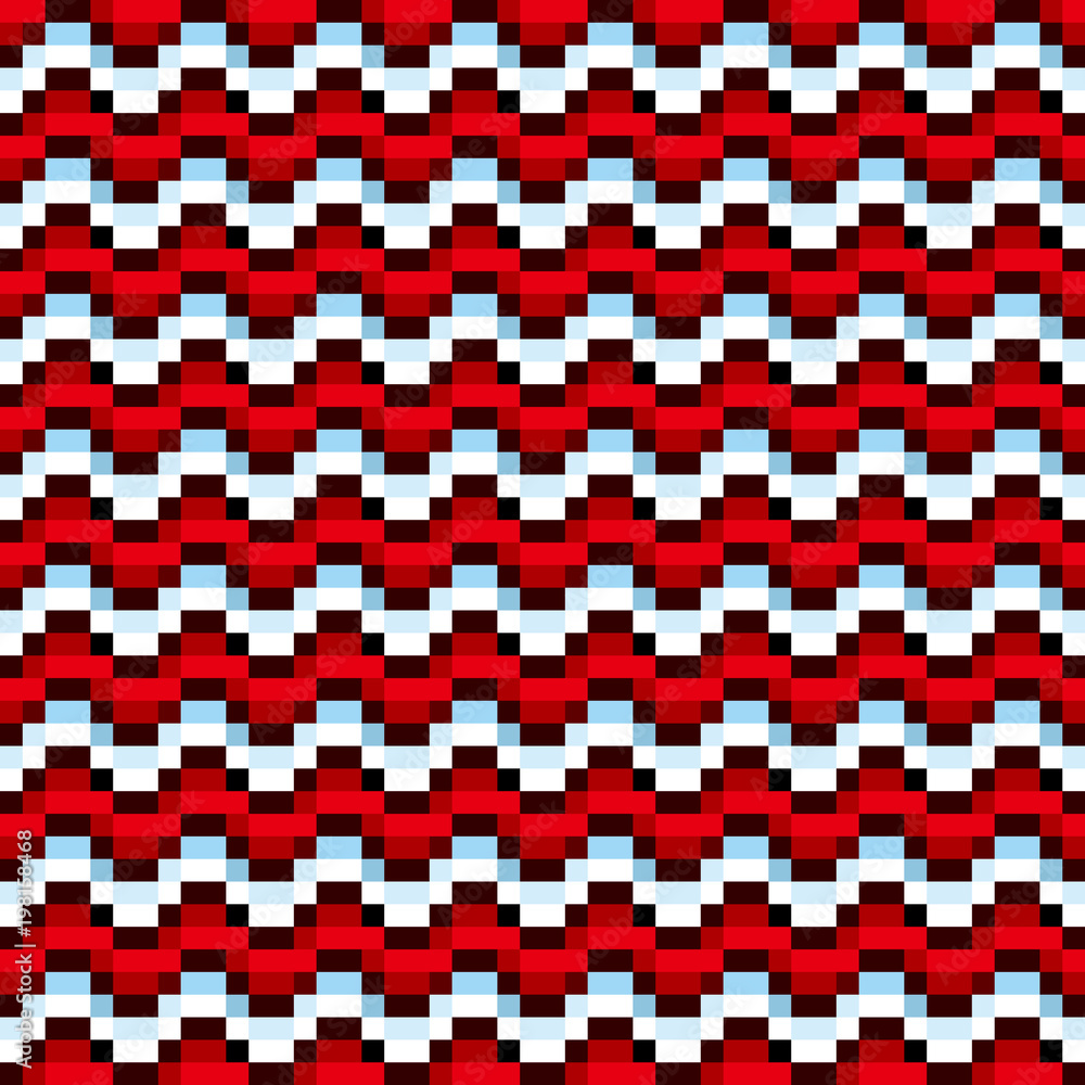 Fototapeta premium Pixel wavy background. Seamless pattern. Vector.ピクセルウェーブパターン