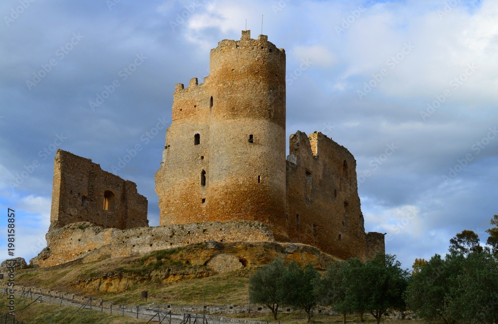 View of Mazzarino Medieval Castle, Called U Cannuni, Caltanissetta, Sicily, Italy