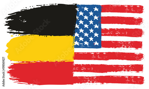 Germany Flag & United States of America Flag Vector Hand Painted with Rounded Brush