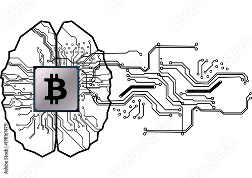 Vászonkép Vector brain with circuit  human